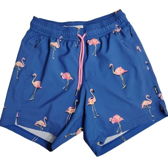 Maamgic Other - Maamgic Mens XS Swim Trunks Blue Flamingo Elastic Waist Drawstring Zip Pockets